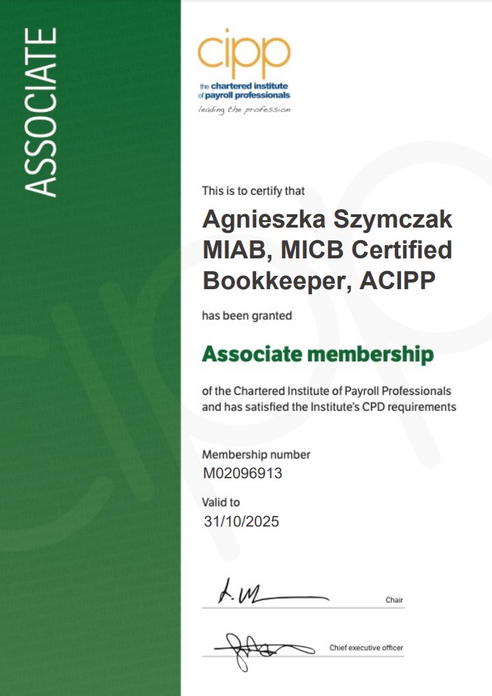 CIPP The Chartered Institute of Payroll Professionals Associate Membership Certificate 2024-2025