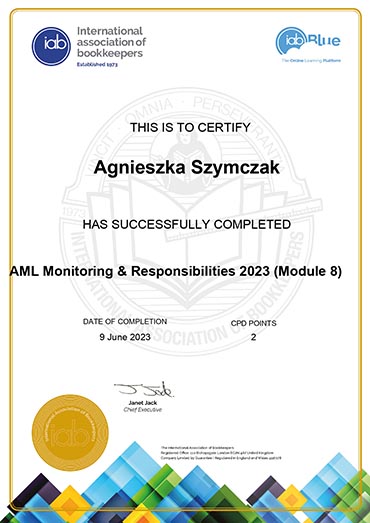 IAB - AML Monitoring and Responsibilities (Module 8) Certificate 2023